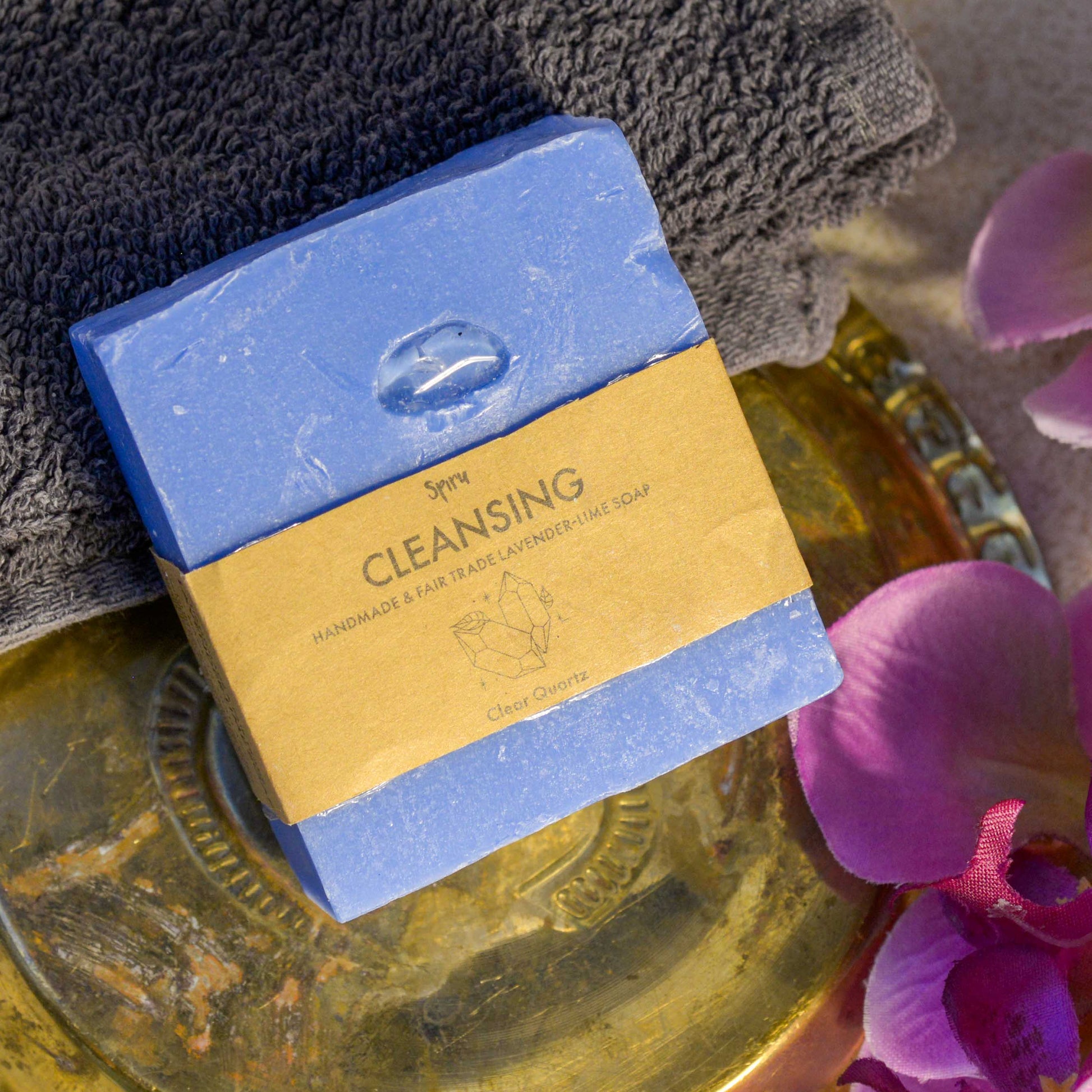 Spiru Fair Trade Edelsteen Zeep – Lavendel, Limoen & Bergkristal – Reinigen (100 gram)