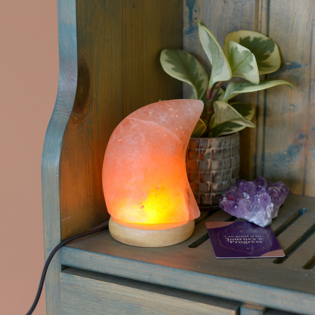 Himalaya Zoutlamp Halve Maan – USB aansluiting