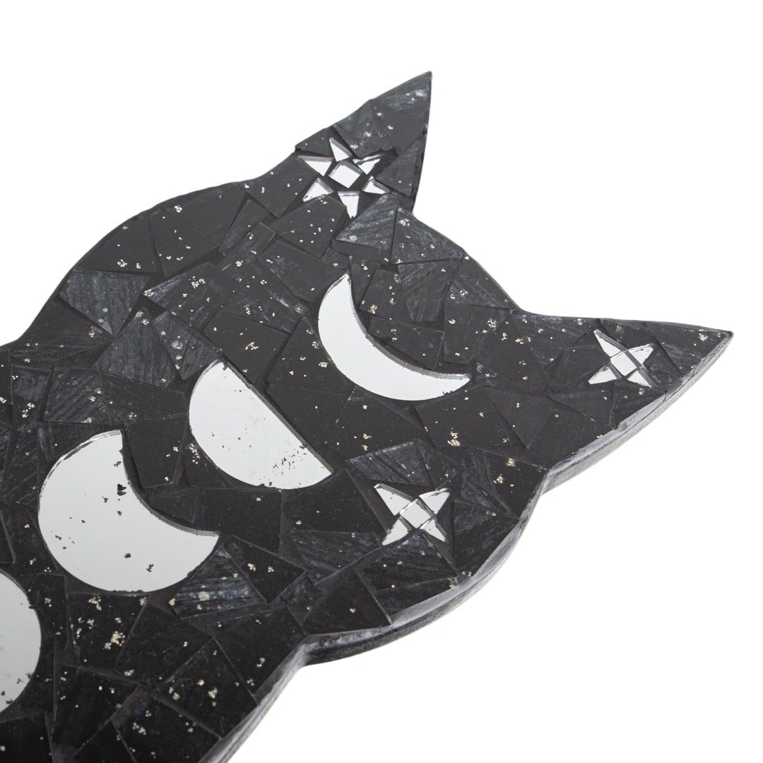 Magic Kat met Maan Fasen Mozaïek Wand Decoratie 60x17x1 cm