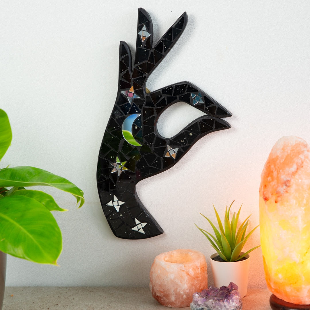 Magic Hand met Maan Mozaïek Wand Decoratie 36x20x1 cm