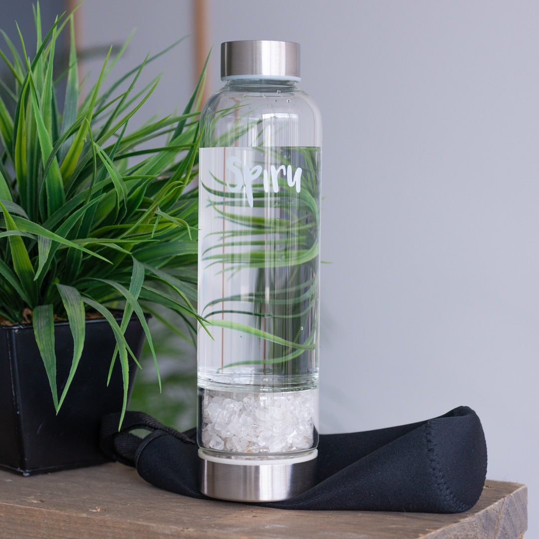 Spiru Edelsteen Waterfles Bergkristal – 400 ml