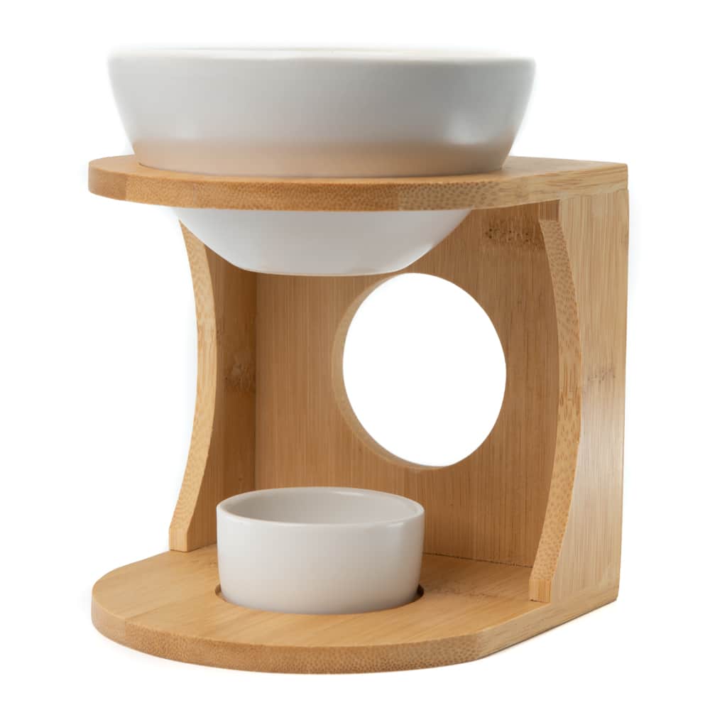 Luxe Aromabrander Bamboe Standaard – Wit