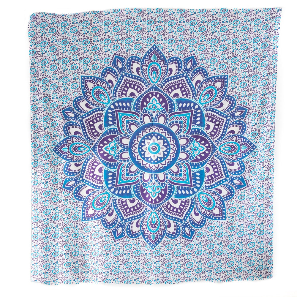 Authentiek Mandala Wandkleed Katoen Blauw (240 x 210 cm)
