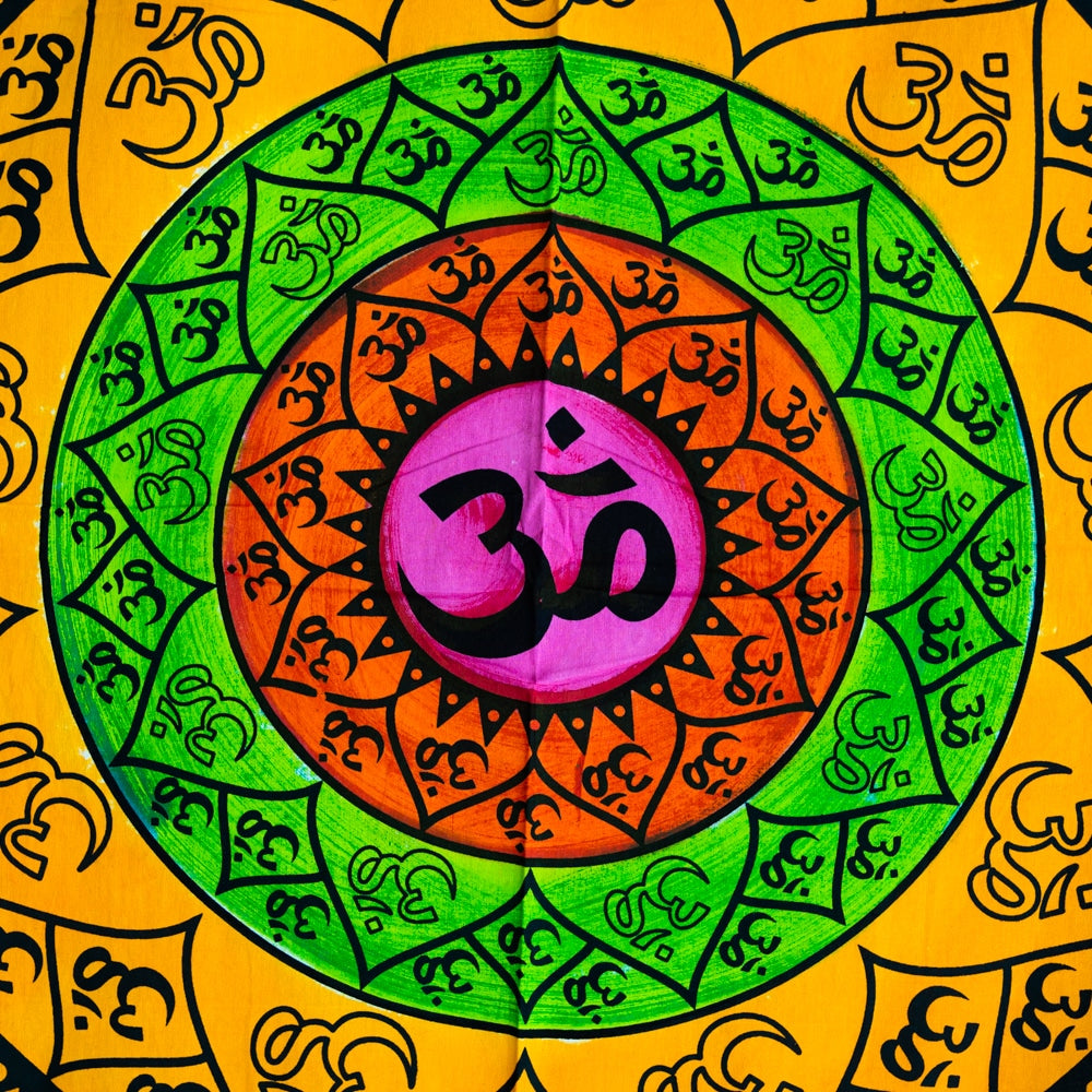Authentiek Wandkleed Katoen met OHM Mandala (215 x 135 cm)