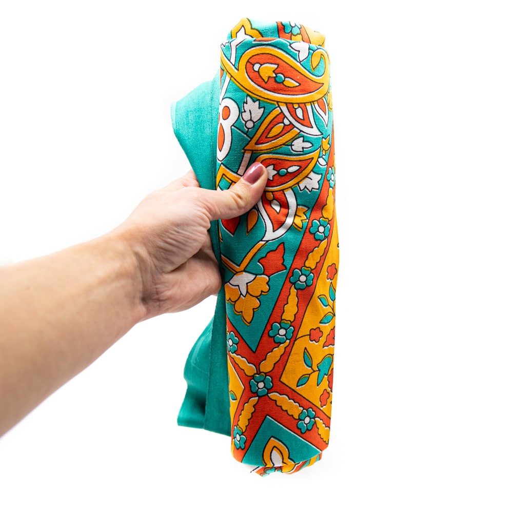 Authentiek Wandkleed Mandala Katoen Oranje/ Blauw (215 x 135 cm)