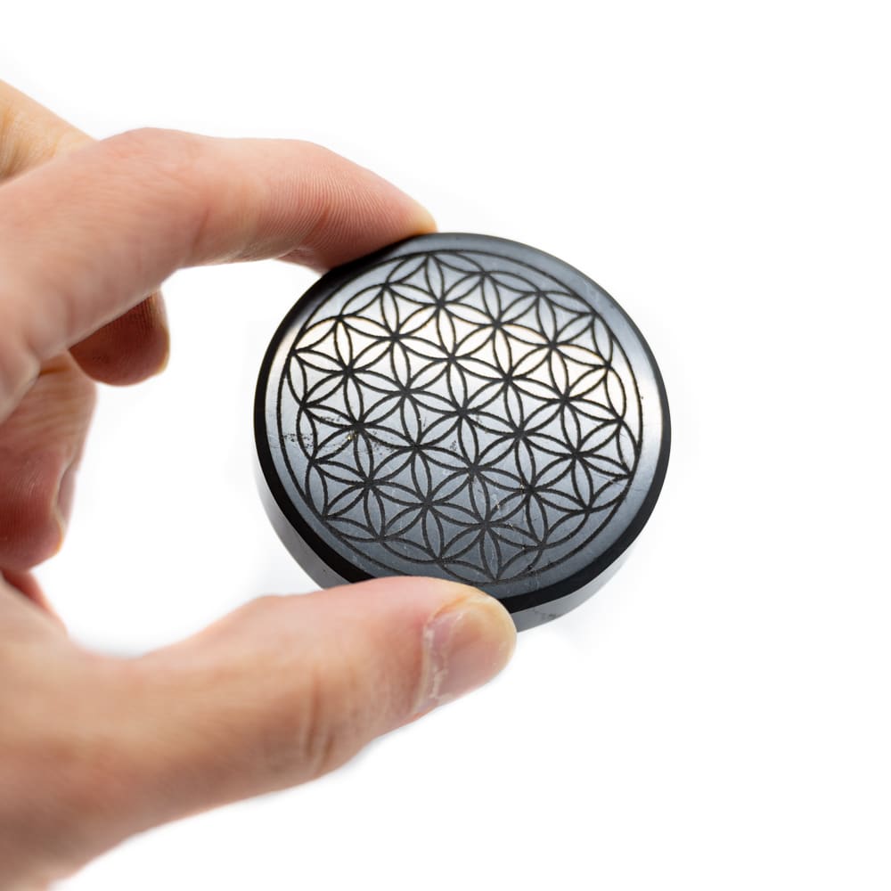 Shungiet Zaksteen met Flower of Life (50 mm)