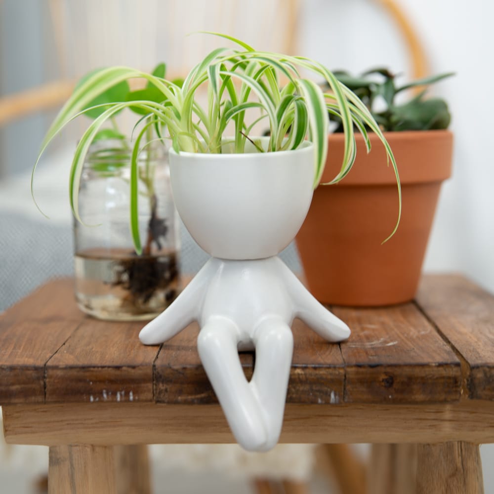 Bloempot Mannetje Zittend Wit