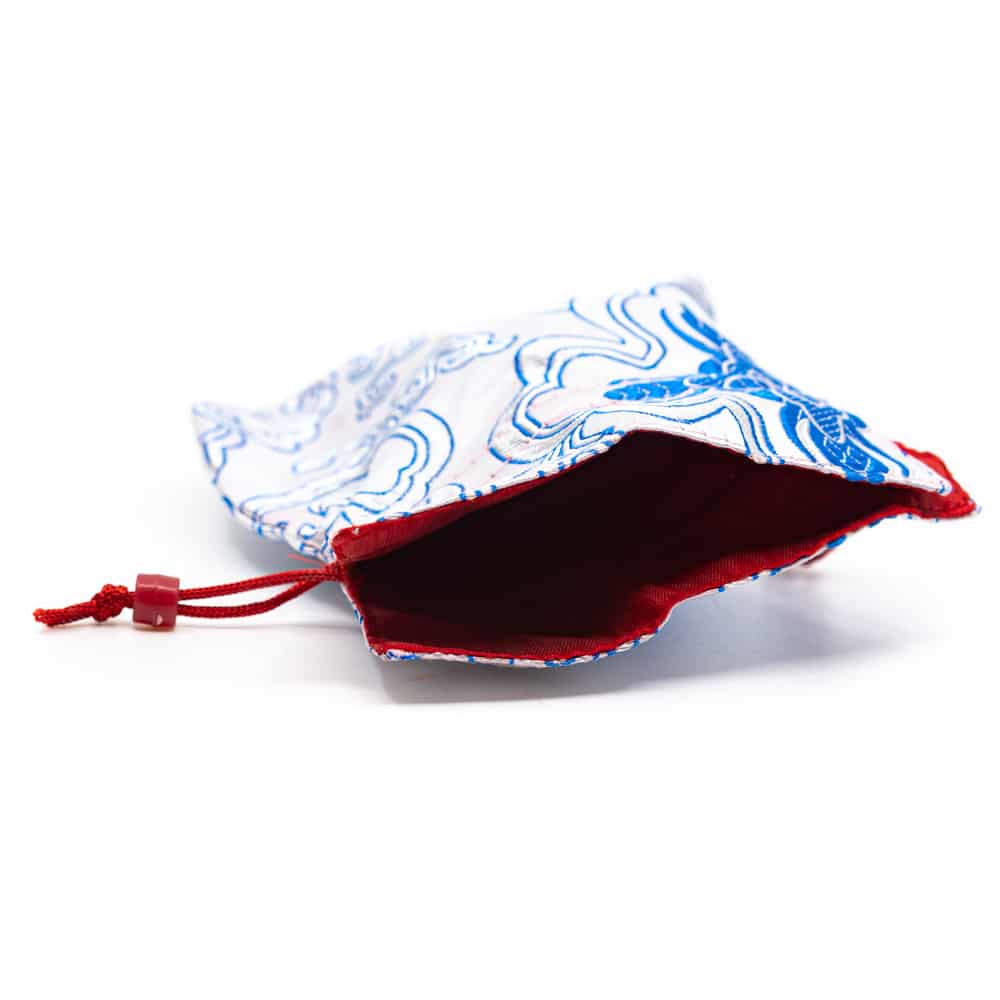 Brokaattasje Handgemaakt – Wit / Blauw