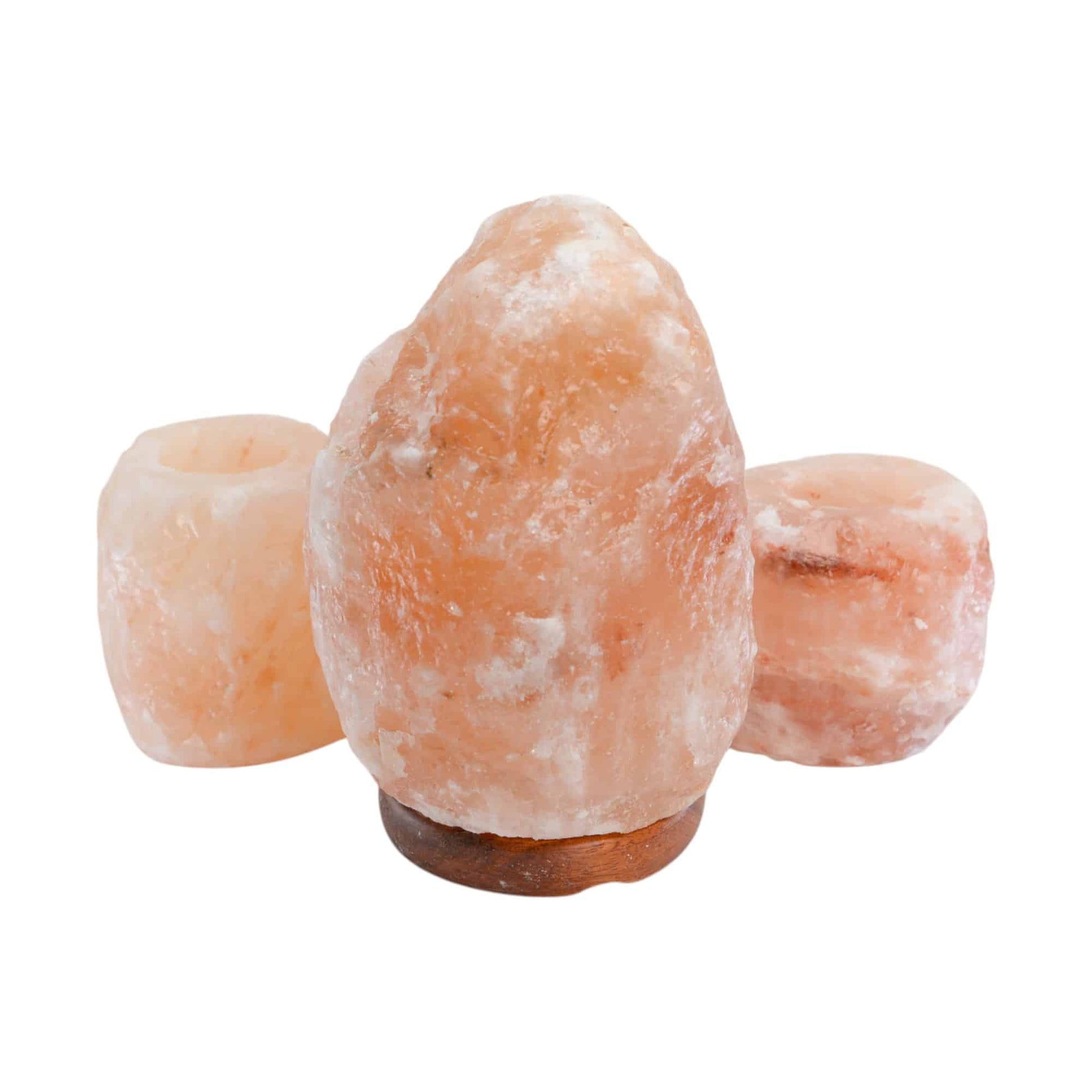 Himalaya Zoutlamp (3-4kg) + 2x Waxinelichthouder – Bundel