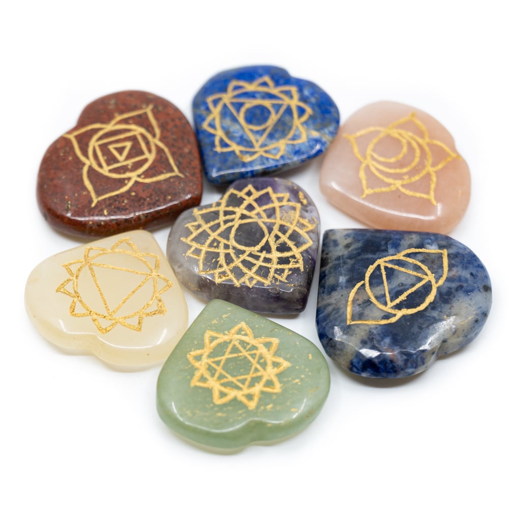 Chakra Edelstenen Harten Set in Opbergdoos