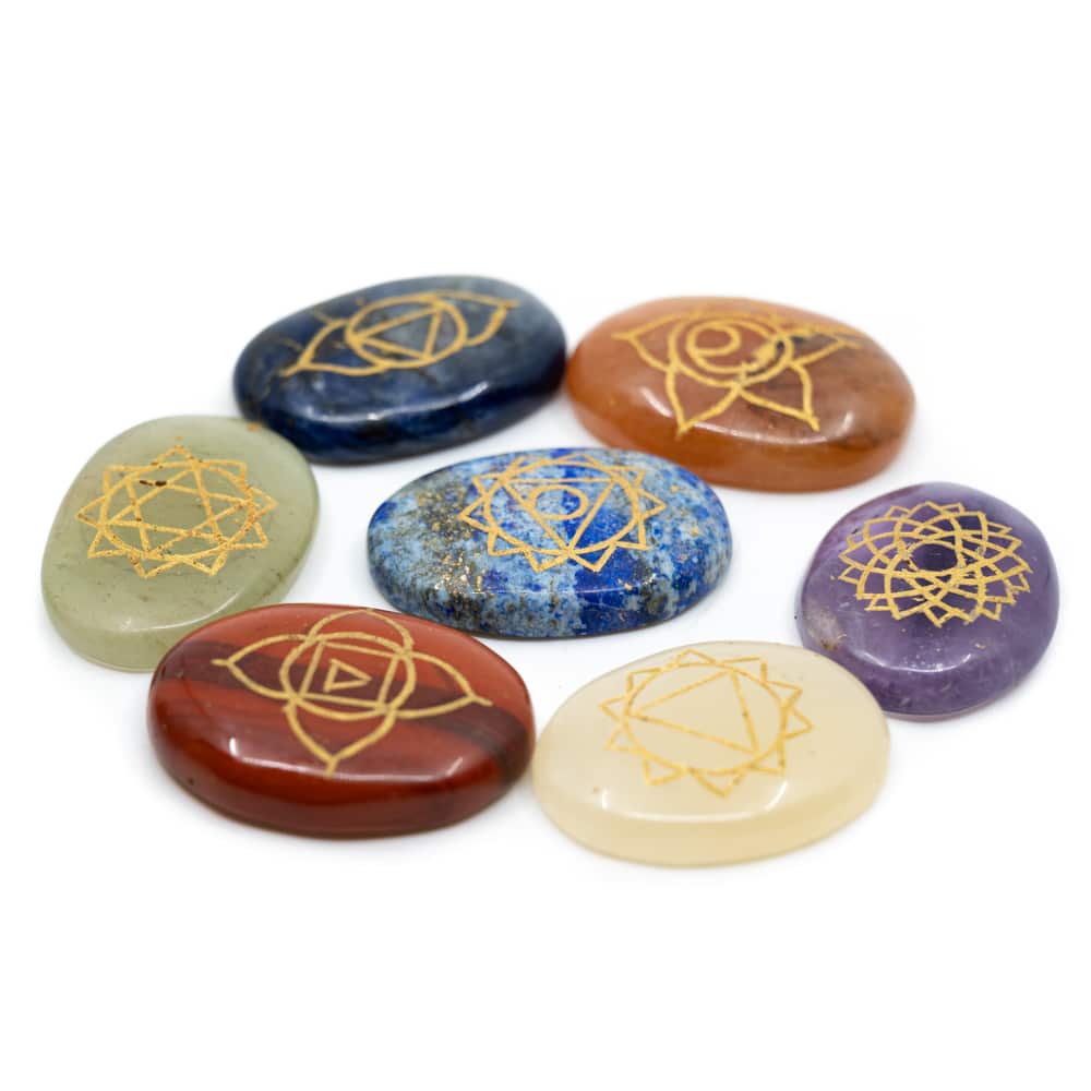 Chakra Edelstenen Zakstenen Set in Flower of Life Opbergdoos