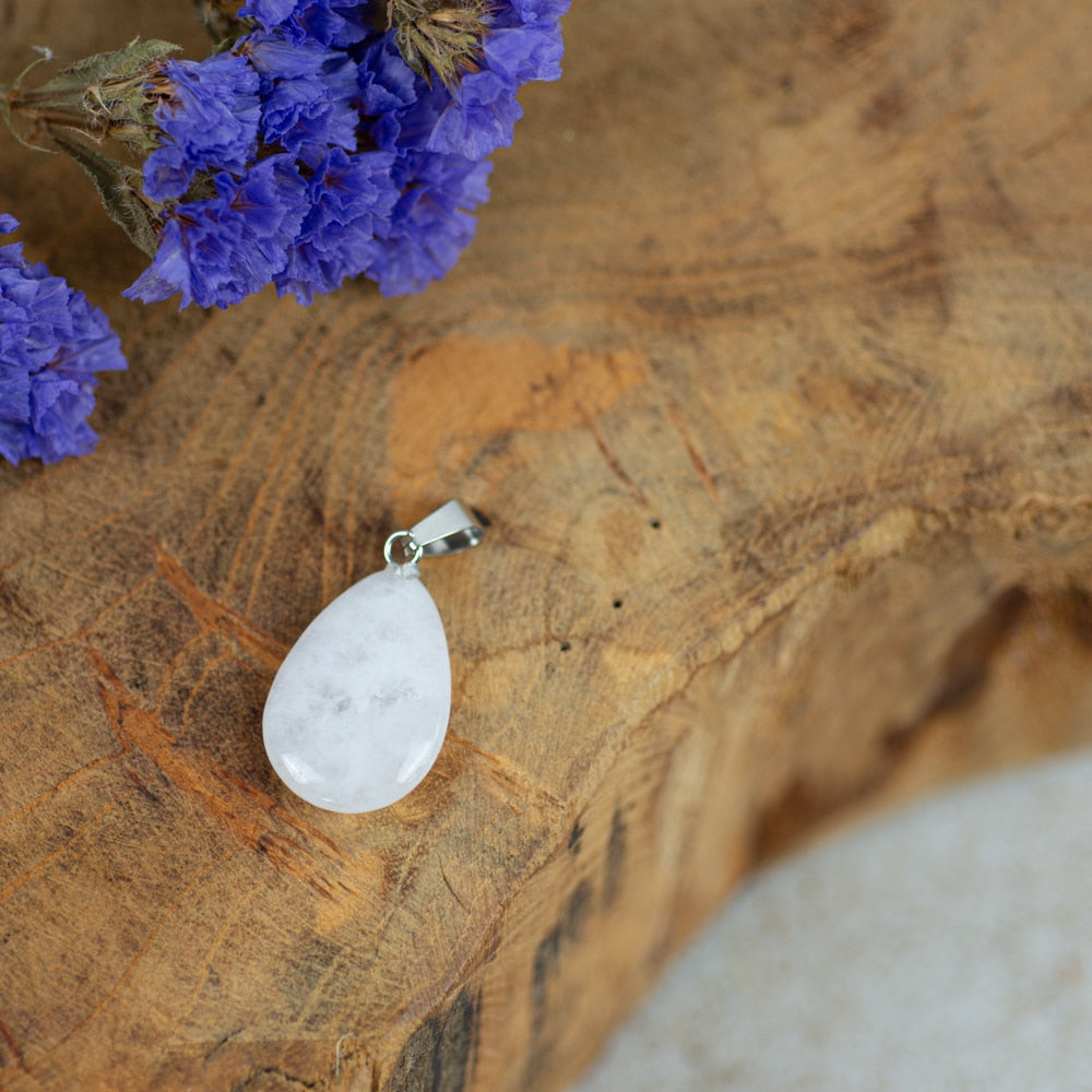Druppelvormige Edelsteen Hanger Witte Jade (20 mm)
