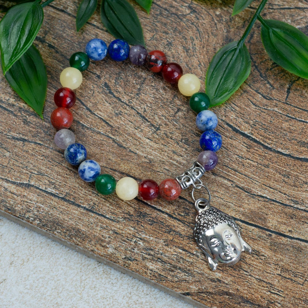 Edelsteen Armband 7 Chakra met Boeddha bedel – 8 mm