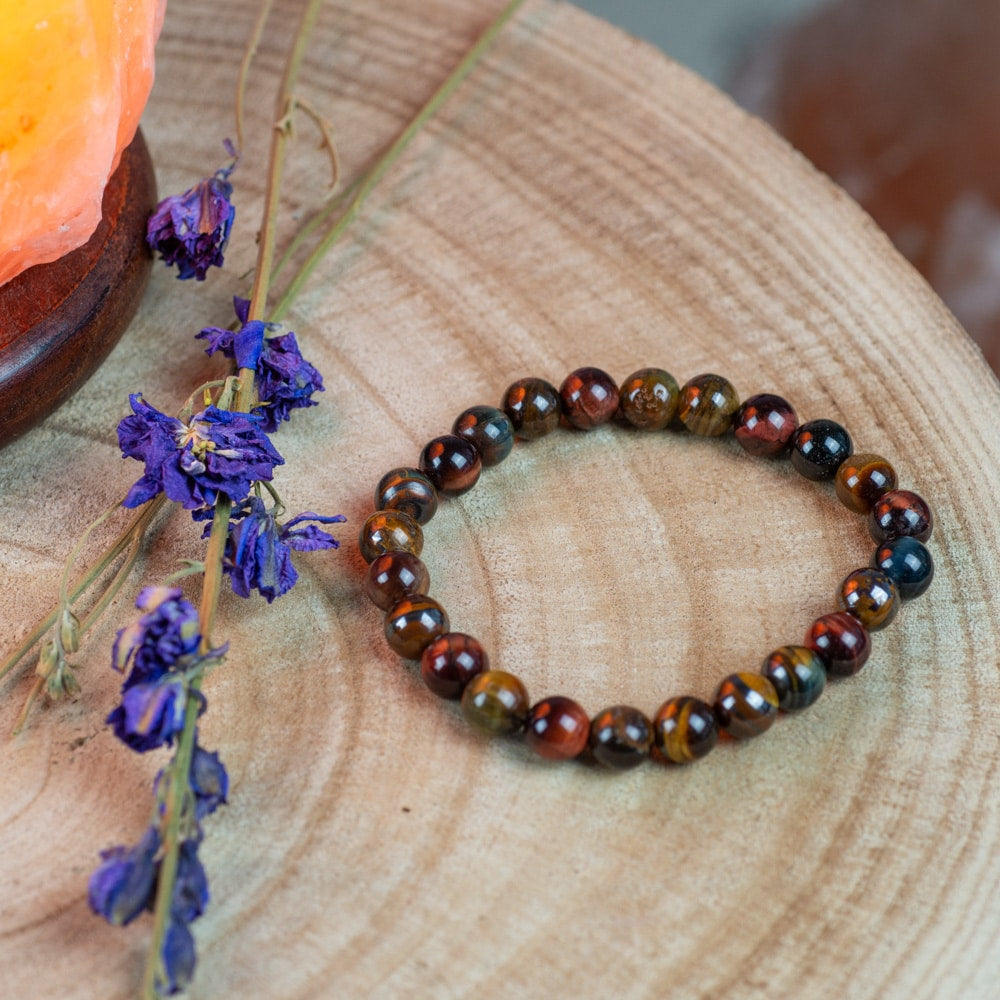 Edelsteen Armband Tijgeroog Tijgerijzer Multi (8 mm Kralen)