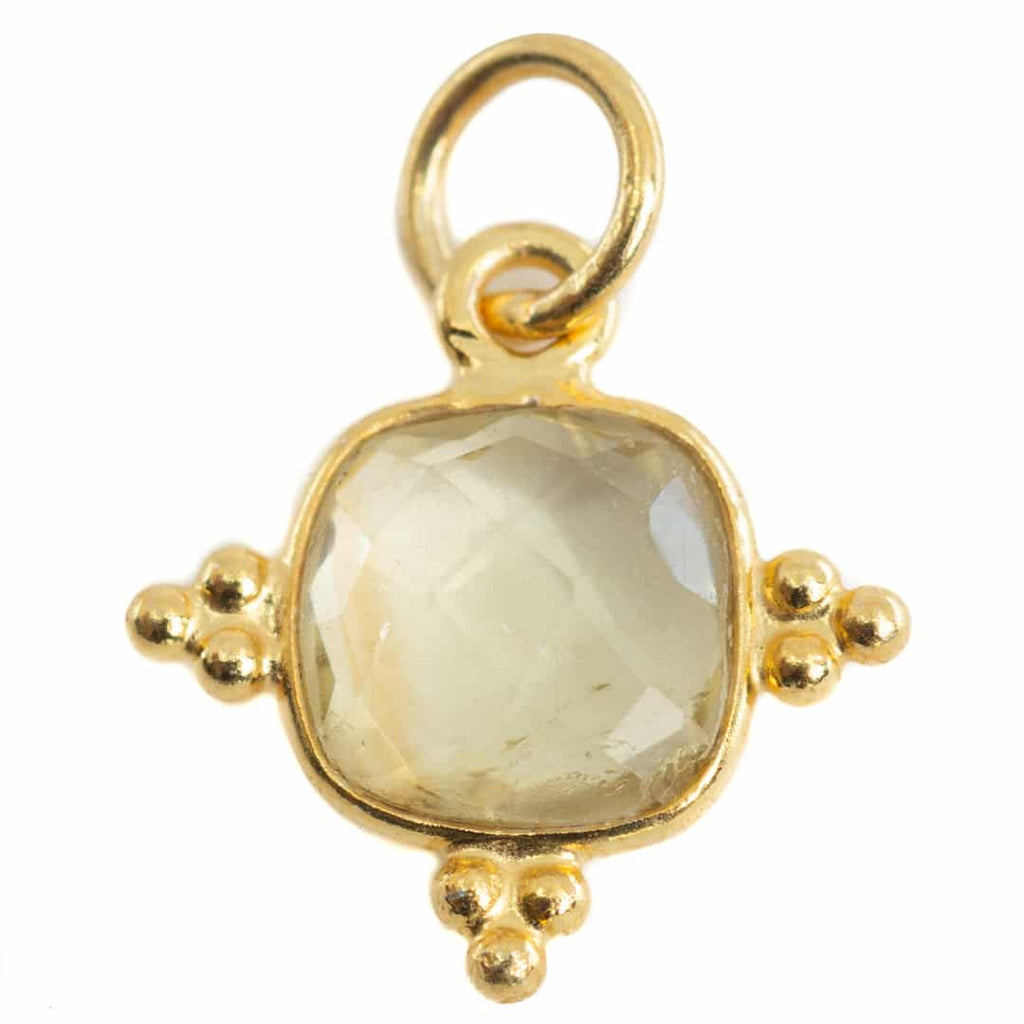 Edelsteen Hanger Citrien Vierkant – Zilver & Verguld – 8 mm