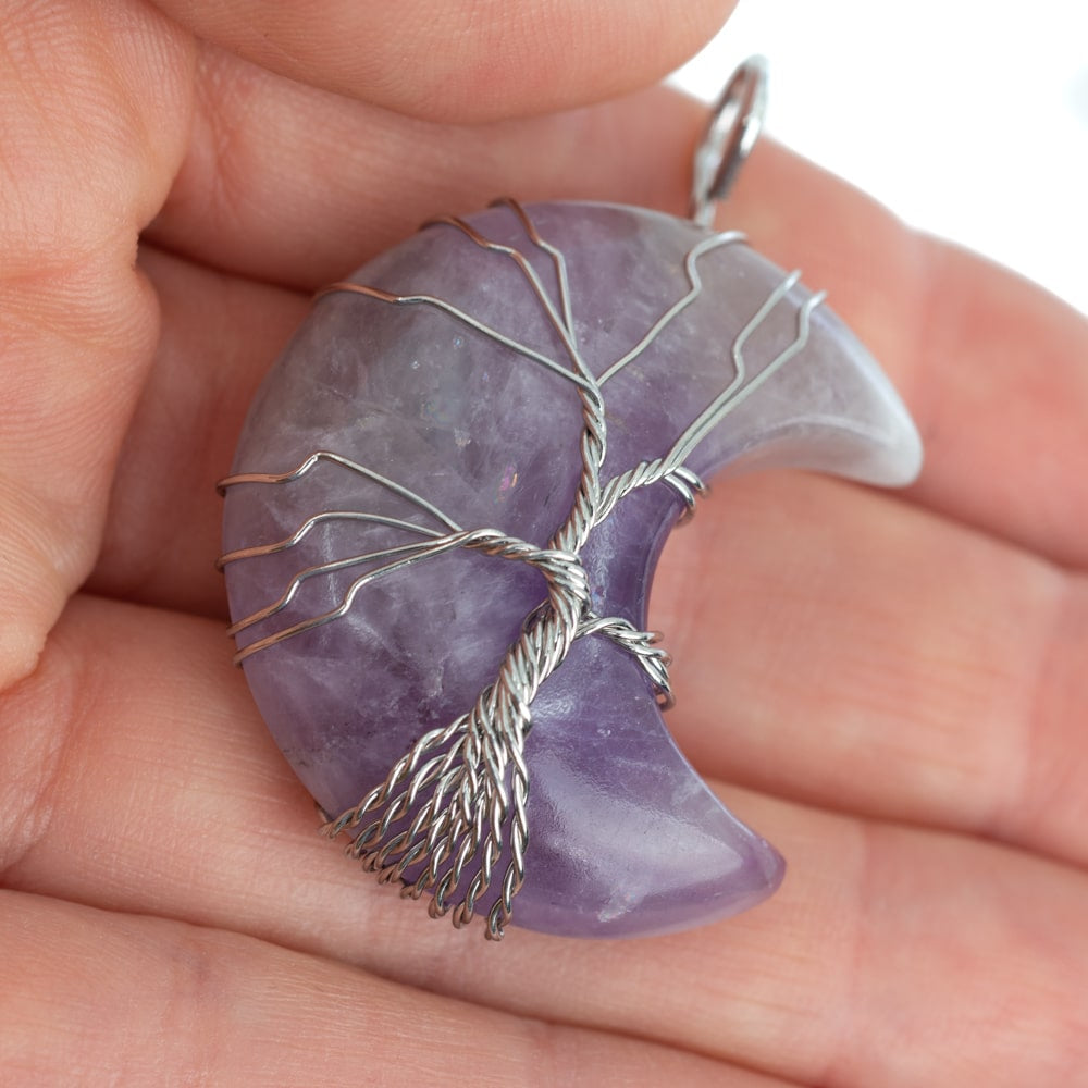 Edelsteen Hanger Levensboom Maan Amethist (4 cm)