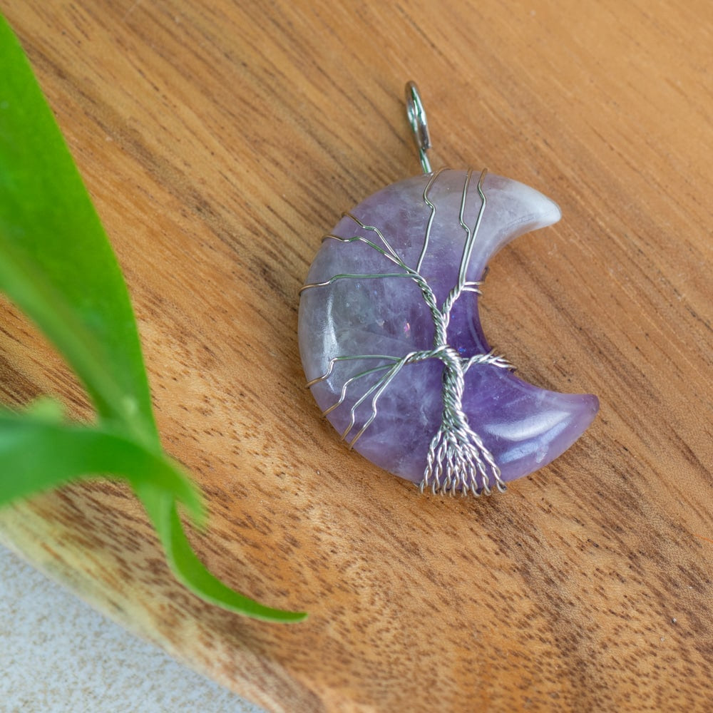 Edelsteen Hanger Levensboom Maan Amethist (4 cm)