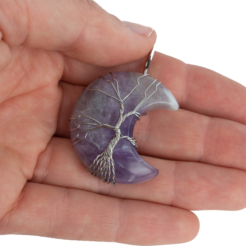 Edelsteen Hanger Levensboom Maan Amethist (4 cm)