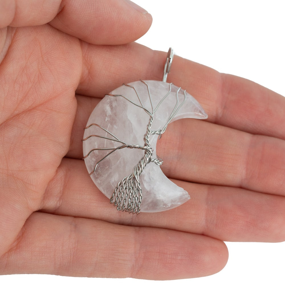 Edelsteen Hanger Levensboom Maan Bergkristal (4 cm)