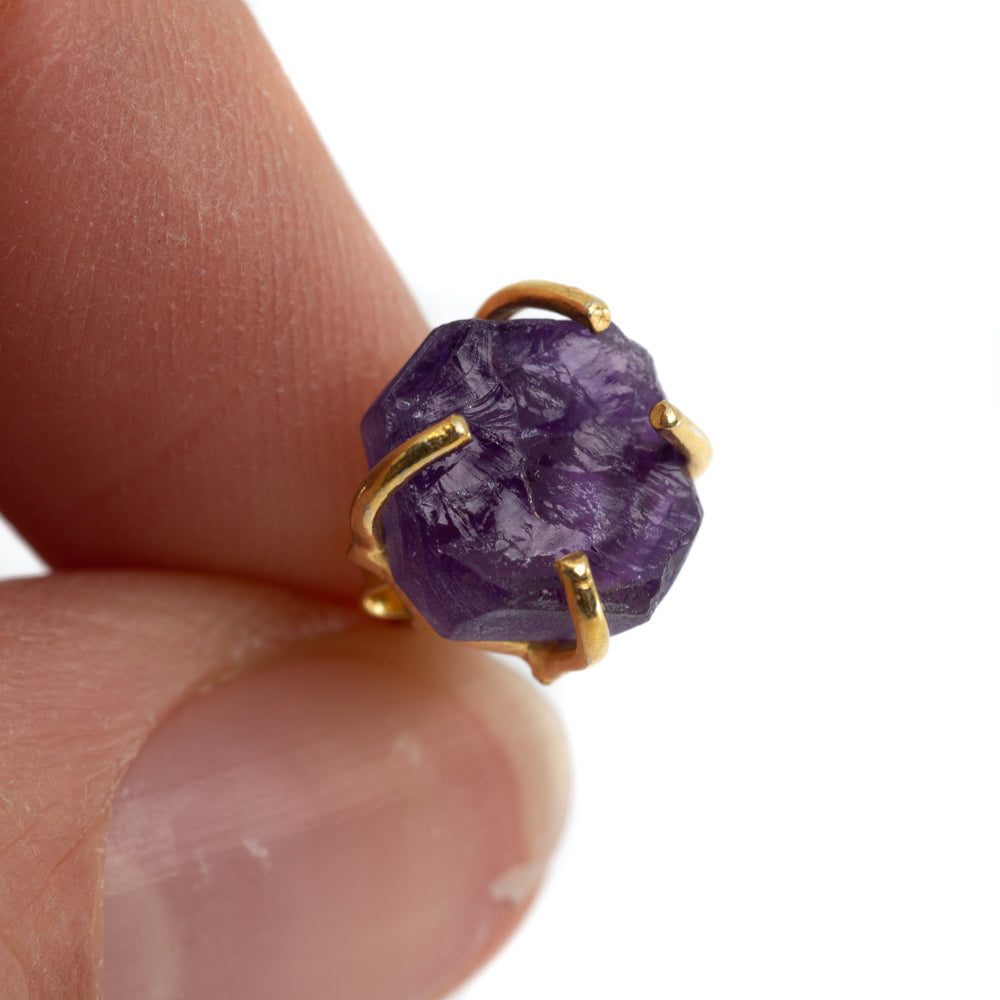Edelsteen Oorstekers Ruwe Amethist – 925 Zilver & Verguld