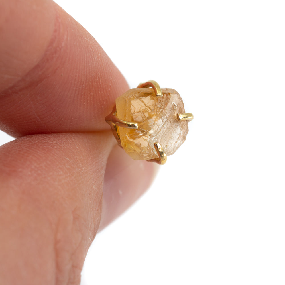 Edelsteen Oorstekers Ruwe Citrien – 925 Zilver & Verguld
