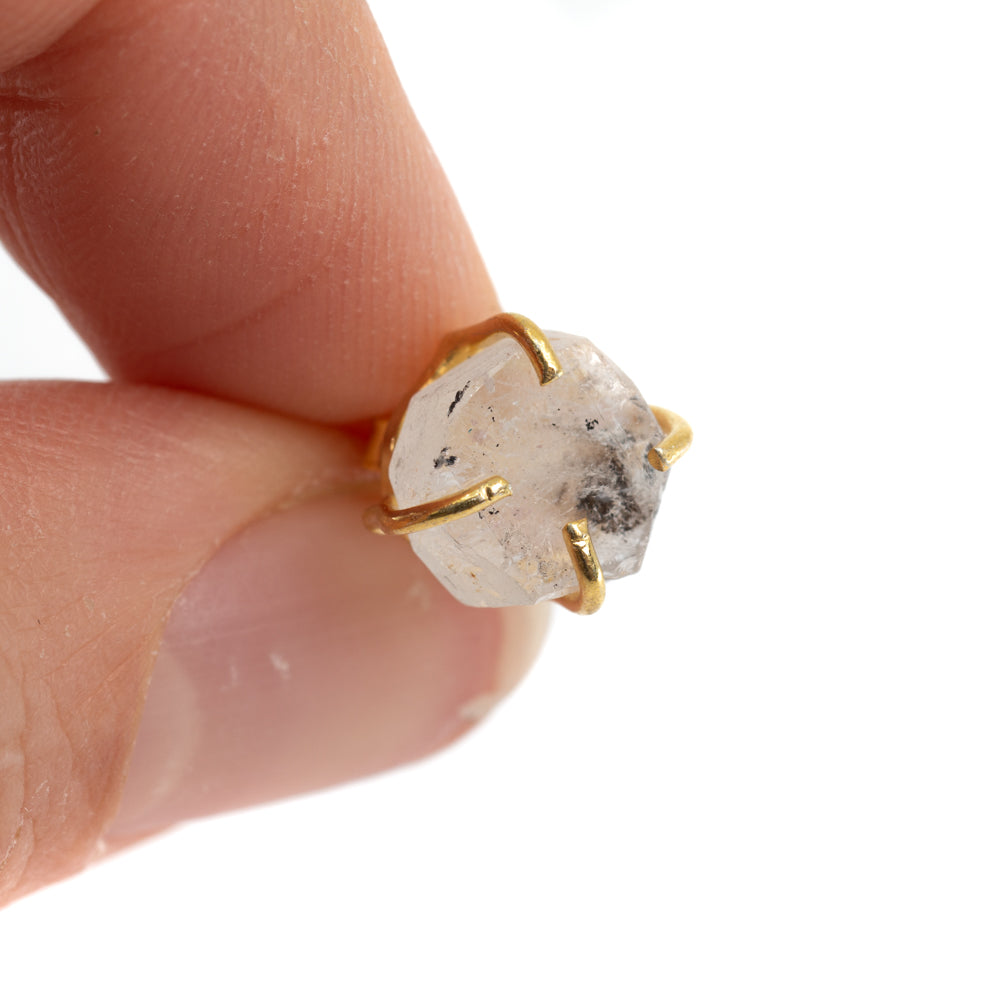 Edelsteen Oorstekers Ruwe Herkimer Diamant – 925 Zilver & Verguld
