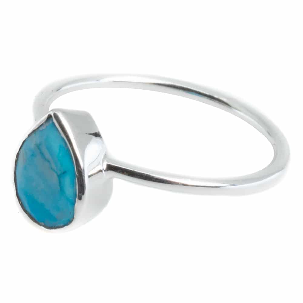 Edelsteen Ring Turkoois – 925 Zilver – Peervorm (Maat 17)
