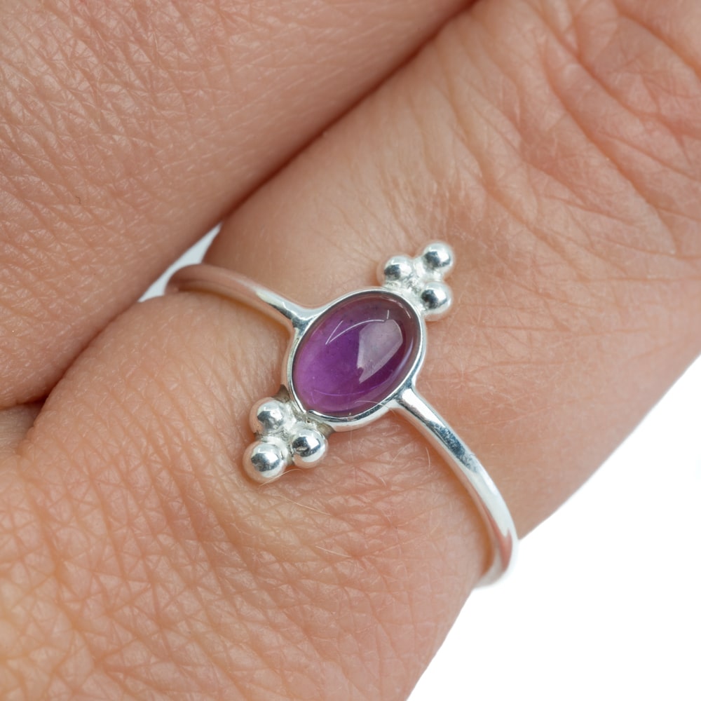 Edelsteen Ring Amethist – 925 Zilver – Fancy (Maat 17)
