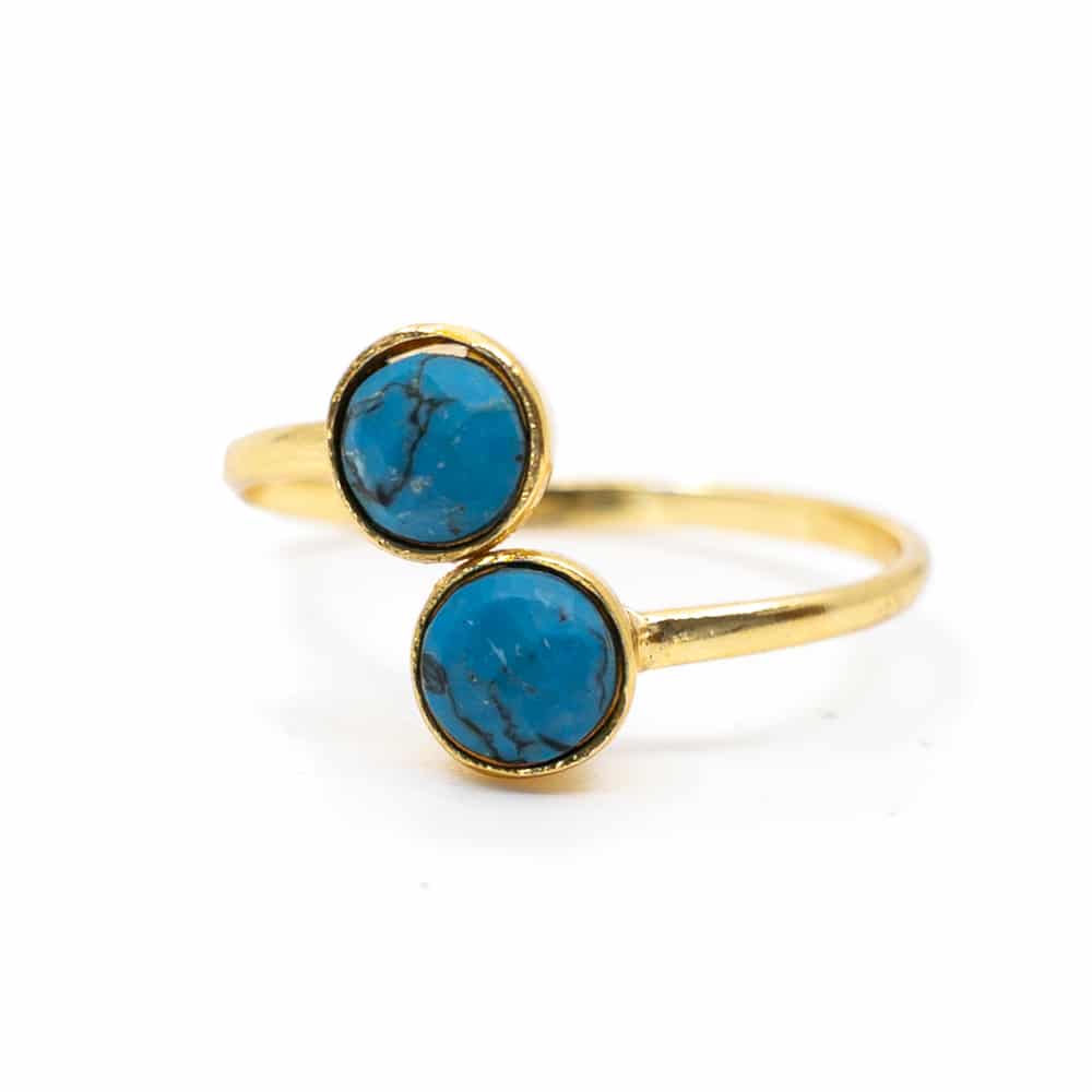 Geboortesteen Ring Turkoois December – 925 Zilver Verguld – Verstelbaar