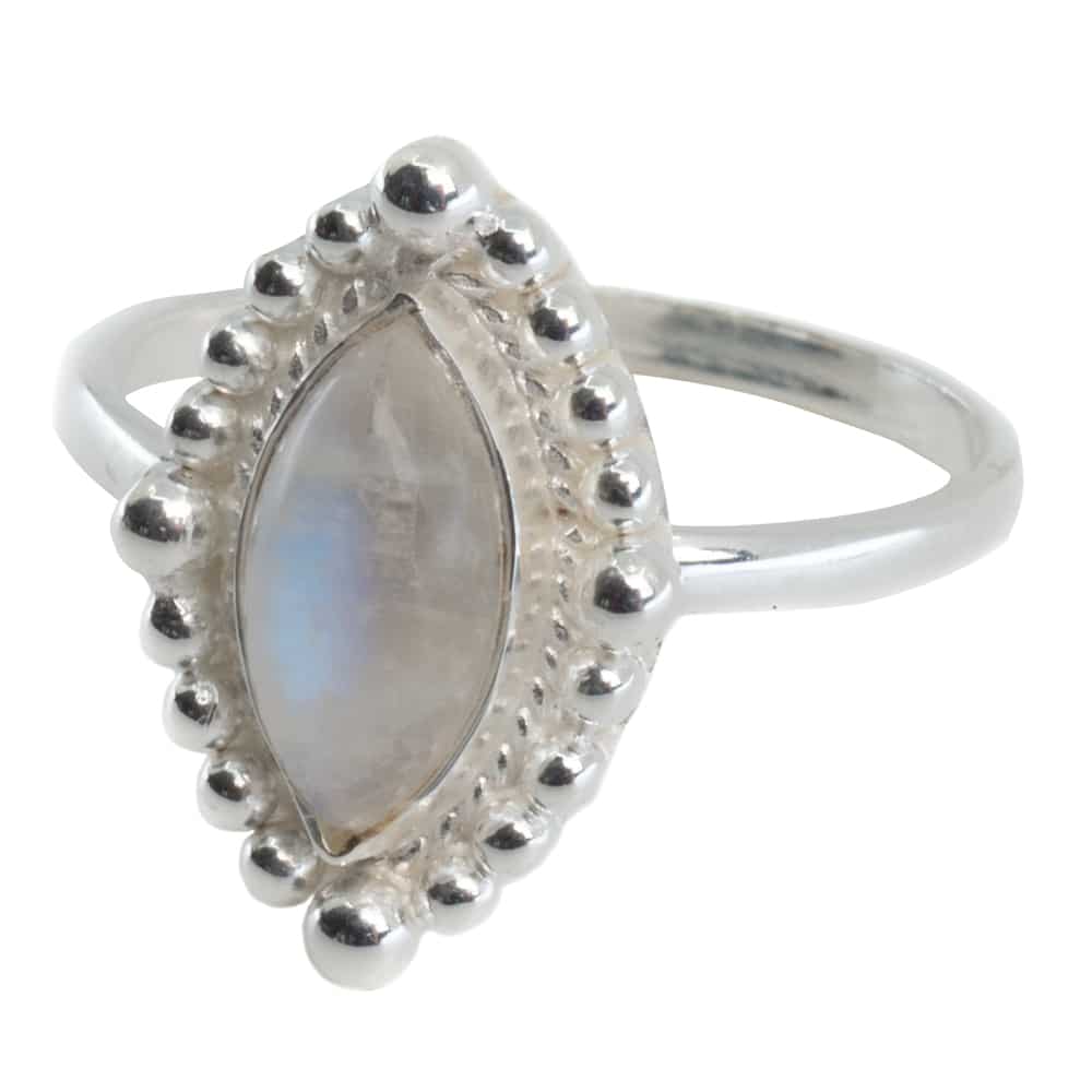 Edelsteen Ring Regenboog Maansteen – 925 Zilver (Maat 17)