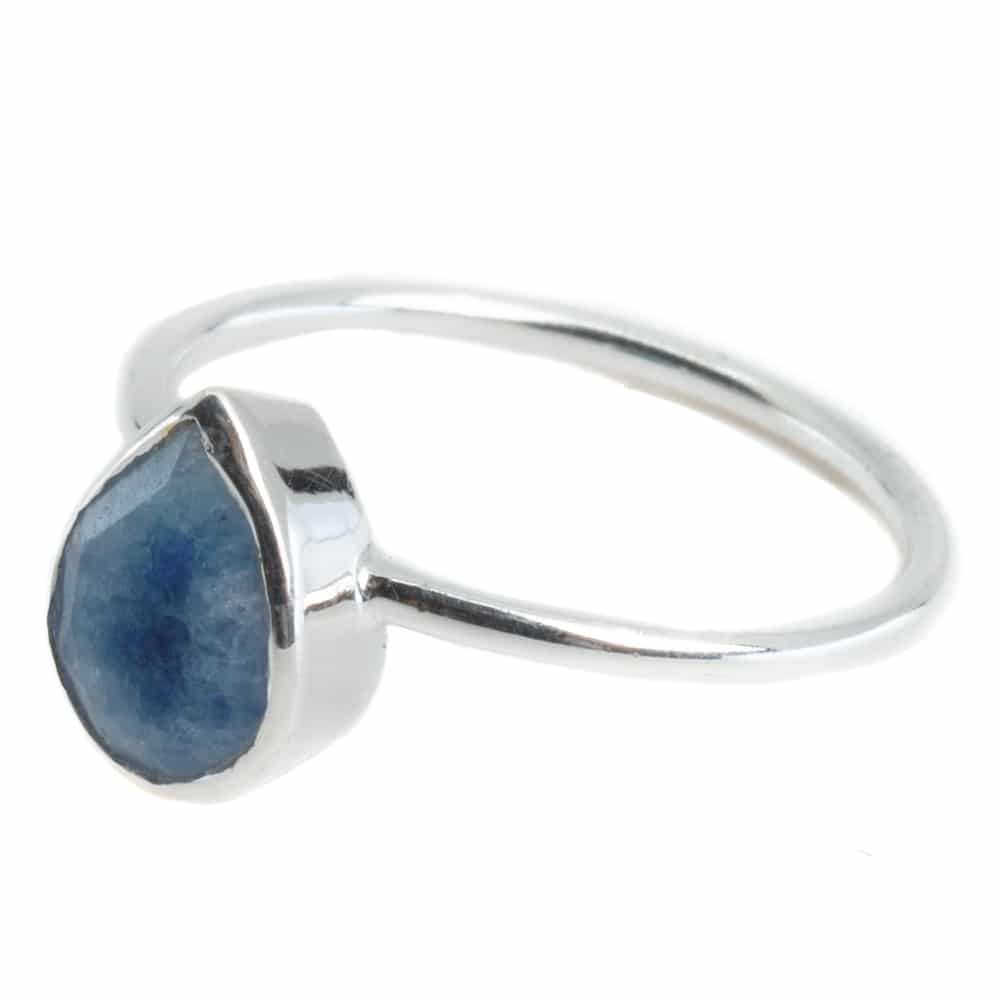 Edelsteen Ring Saffier (gekleurd) – 925 Zilver – Peervorm (Maat 17)