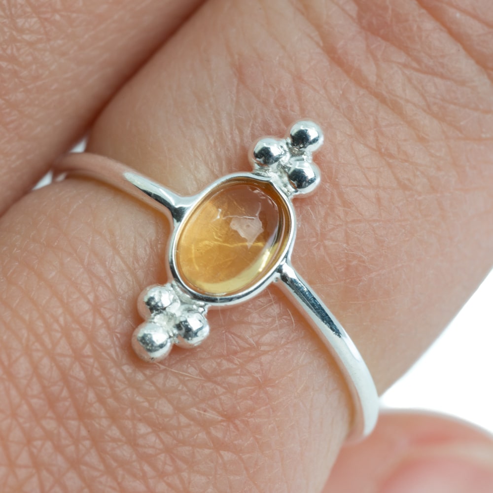 Edelsteen Ring Citrien – 925 Zilver – Fancy (Maat 17)