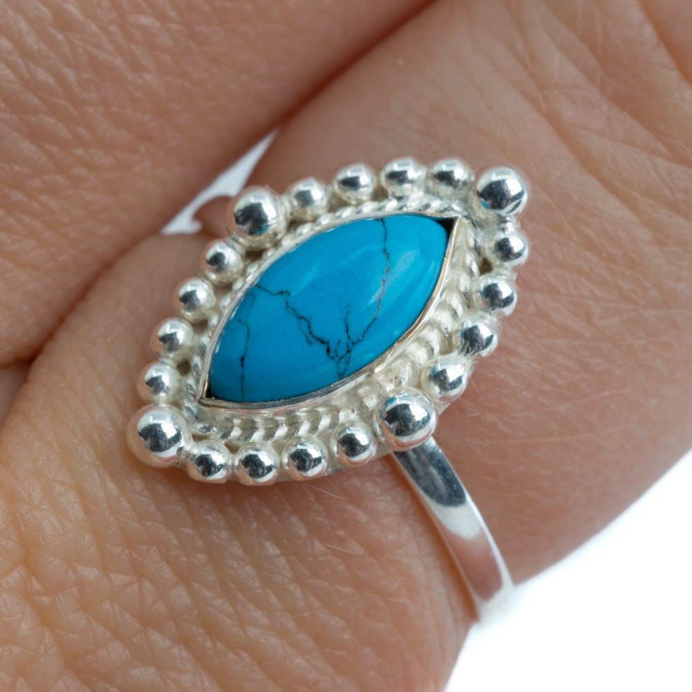 Edelsteen Ring Turkoois – 925 Zilver (Maat 17)
