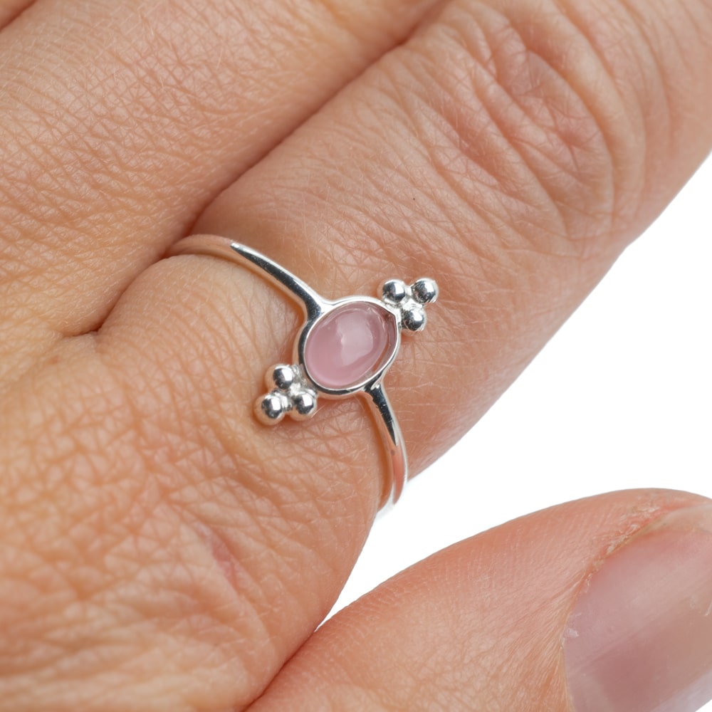 Edelsteen Ring Rozenkwarts – 925 Zilver – Fancy (Maat 17)