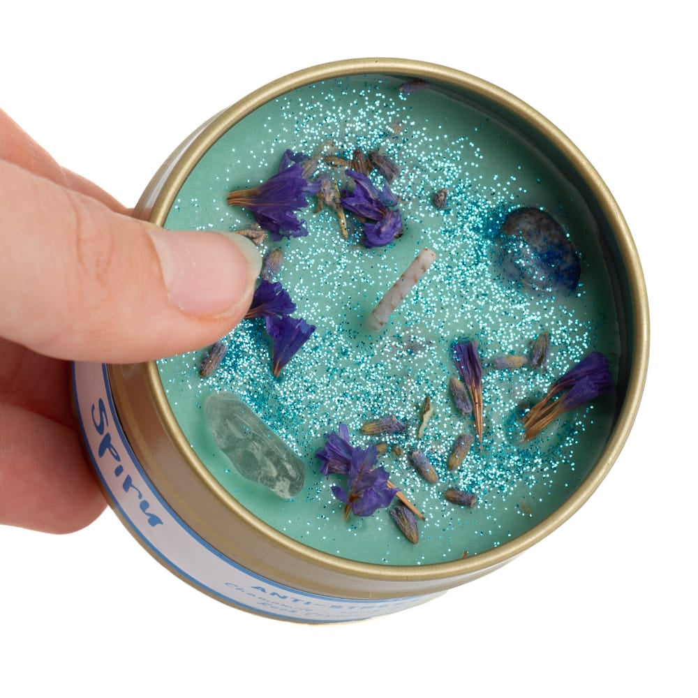 Edelsteen Spell Geurkaars – Lapis Lazuli & Bergkristal – Anti-Stress & Ontspanning