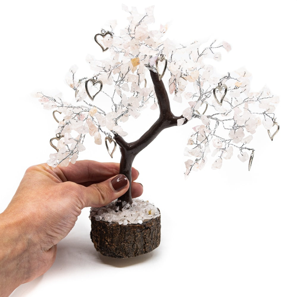 Edelsteenboom Rozenkwarts met Harten – Liefde – (22 cm)