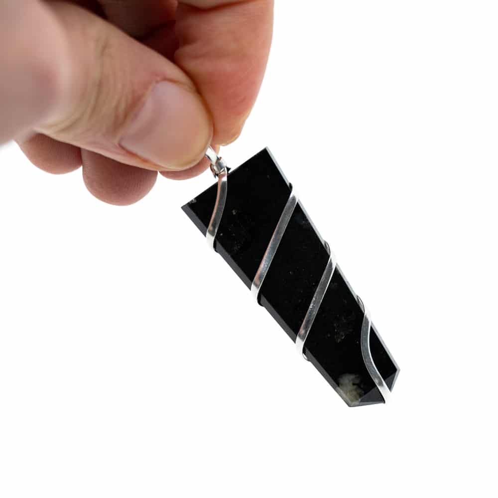 Edelstenen Wikkel Hanger Zwarte Toermalijn Punt (45 mm)