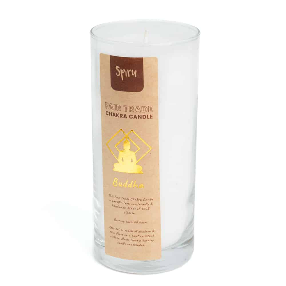 Fair Trade Boeddha Stearine Kaars – Wit (60 Branduren)