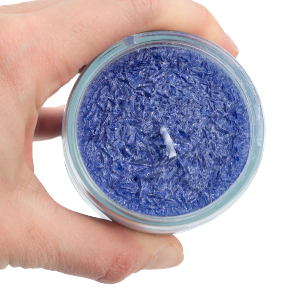 Fair Trade Derde Oog Chakra (6e) Stearine Kaars in Glas – Indigo (100 Branduren)