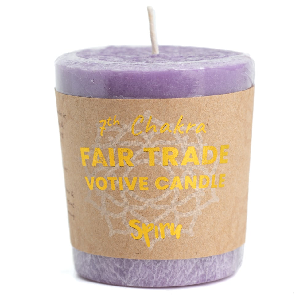 Fair Trade Votief Wens Kaars Kruin Chakra (7e) – Paars (10 Branduren)