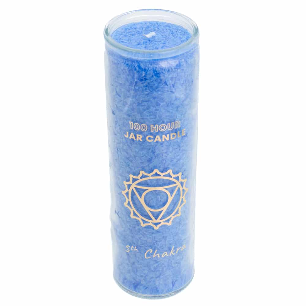 Fair Trade Keel Chakra (5e) Stearine Kaars in Glas – Blauw (100 Branduren)