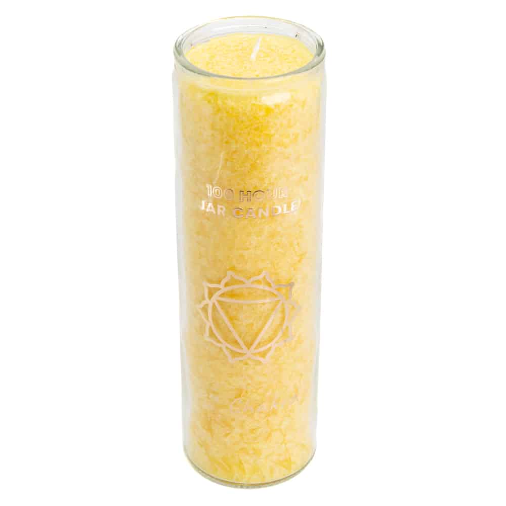 Fair Trade Zonnevlecht Chakra (3e) Stearine Kaars in Glas – Geel (100 Branduren)