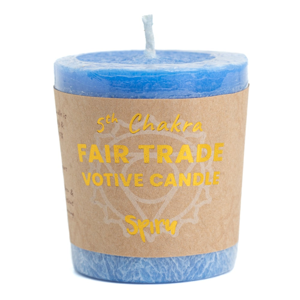 Fair Trade Votief Wens Kaars Keel Chakra (5e) – Blauw (10 Branduren)