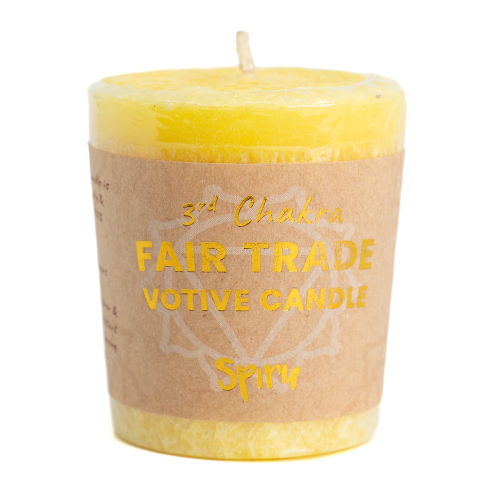Fair Trade Votief Wens Kaars Zonnevlecht Chakra (3e) – Geel (10 Branduren)