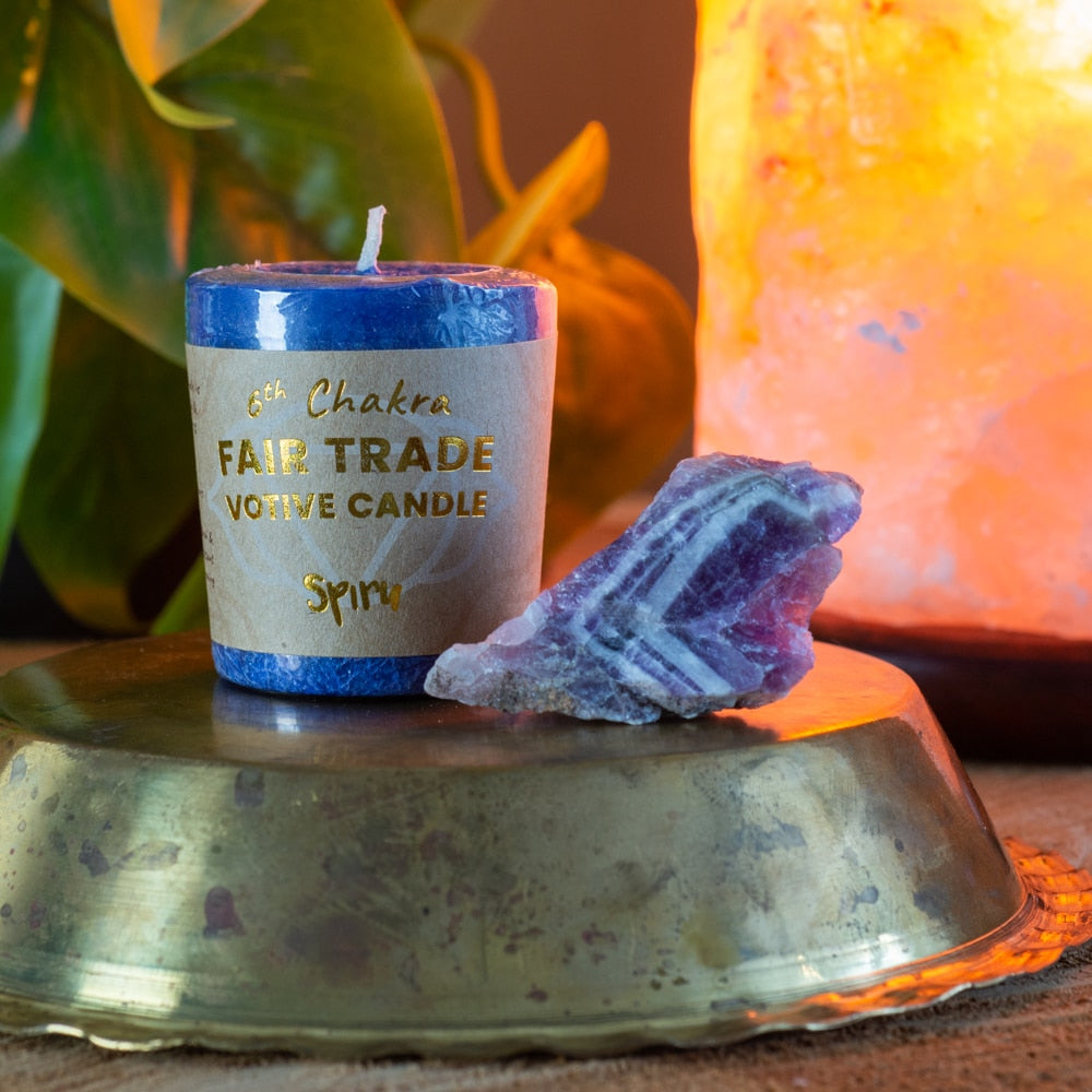 Fair Trade Votief Wens Kaars Derde Oog Chakra (6e) – Indigo (10 Branduren)
