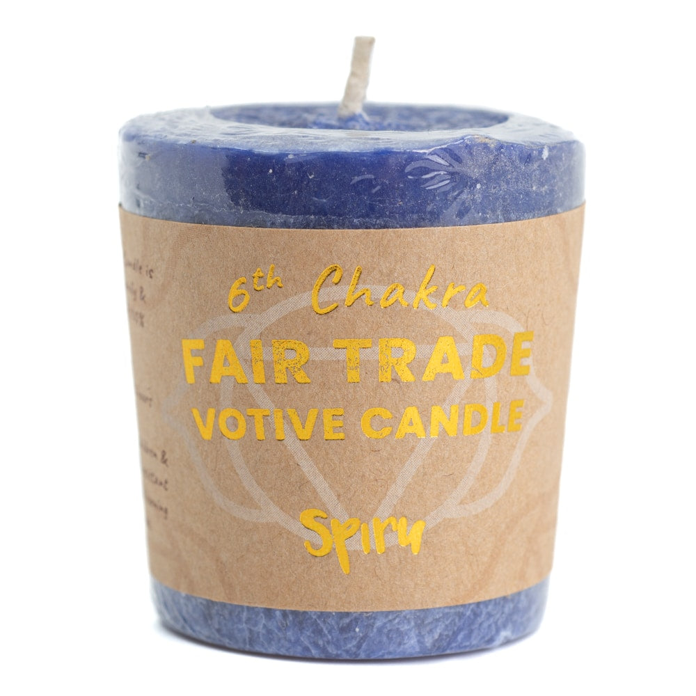 Fair Trade Votief Wens Kaars Derde Oog Chakra (6e) – Indigo (10 Branduren)