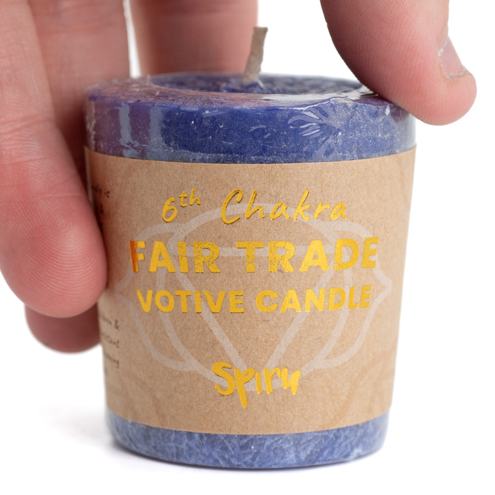 Fair Trade Votief Wens Kaars Derde Oog Chakra (6e) – Indigo (10 Branduren)