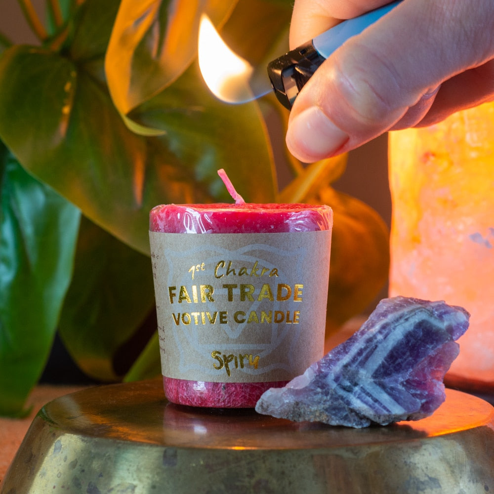 Fair Trade Votief Wens Wortel Chakra (1e) – Rood (10 Branduren)