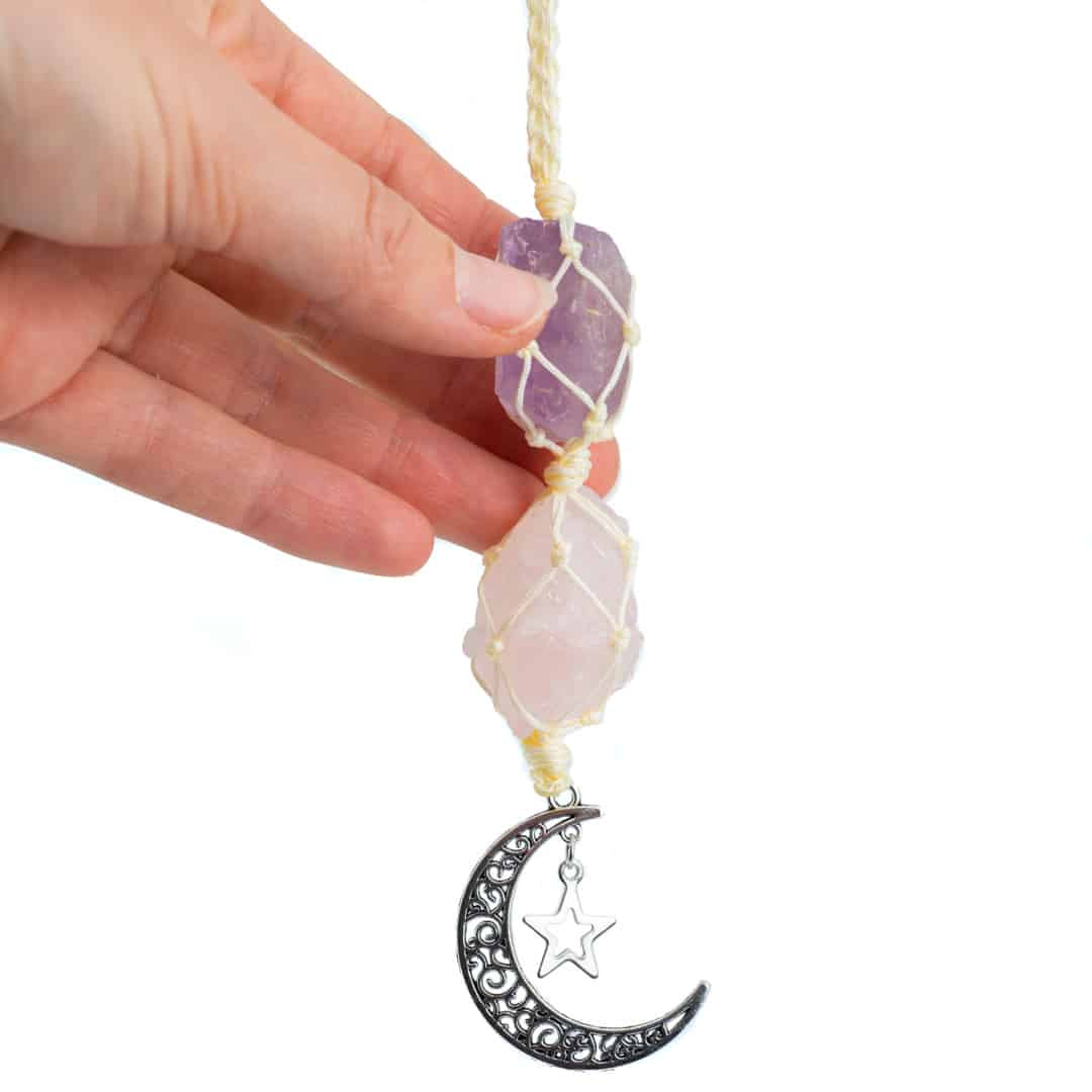 Ruwe Edelsteen Maan Hanger Verrassing (20 cm)