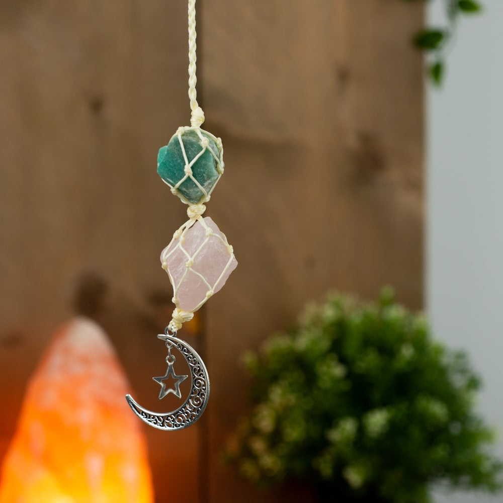 Ruwe Edelsteen Maan Hanger Verrassing (20 cm)